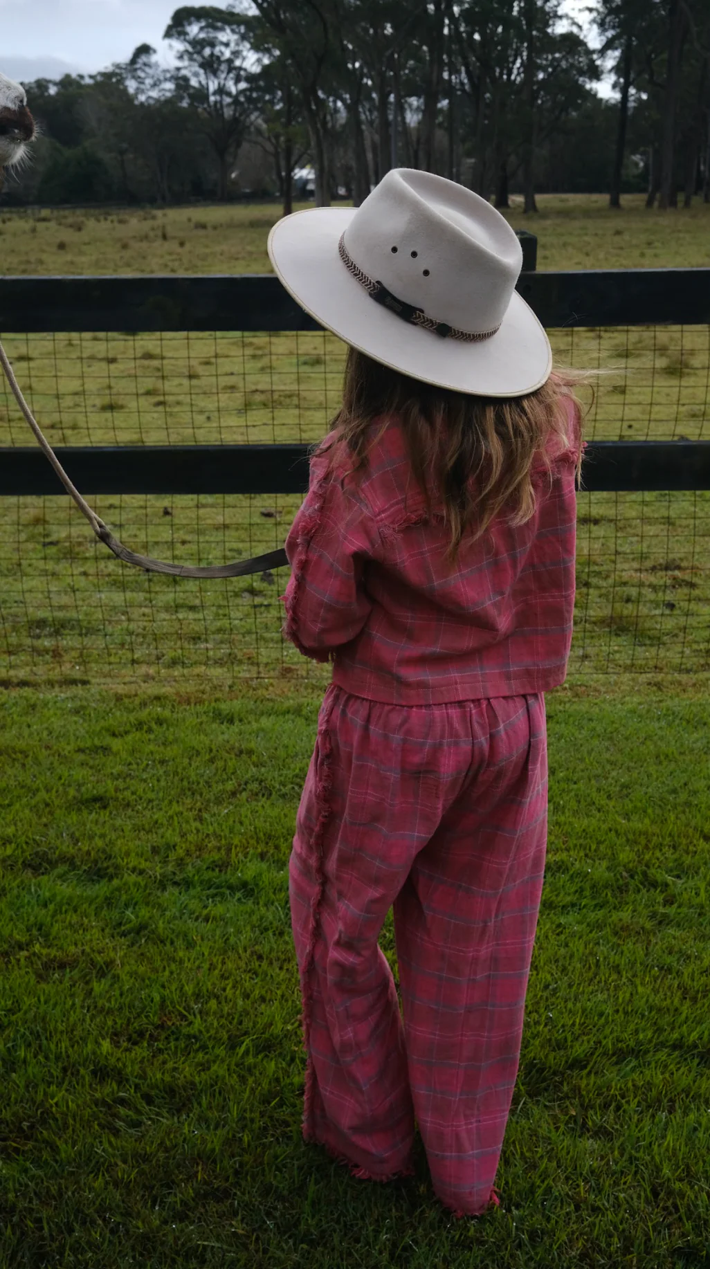 Fringe jacket - washed pink check - Image 6