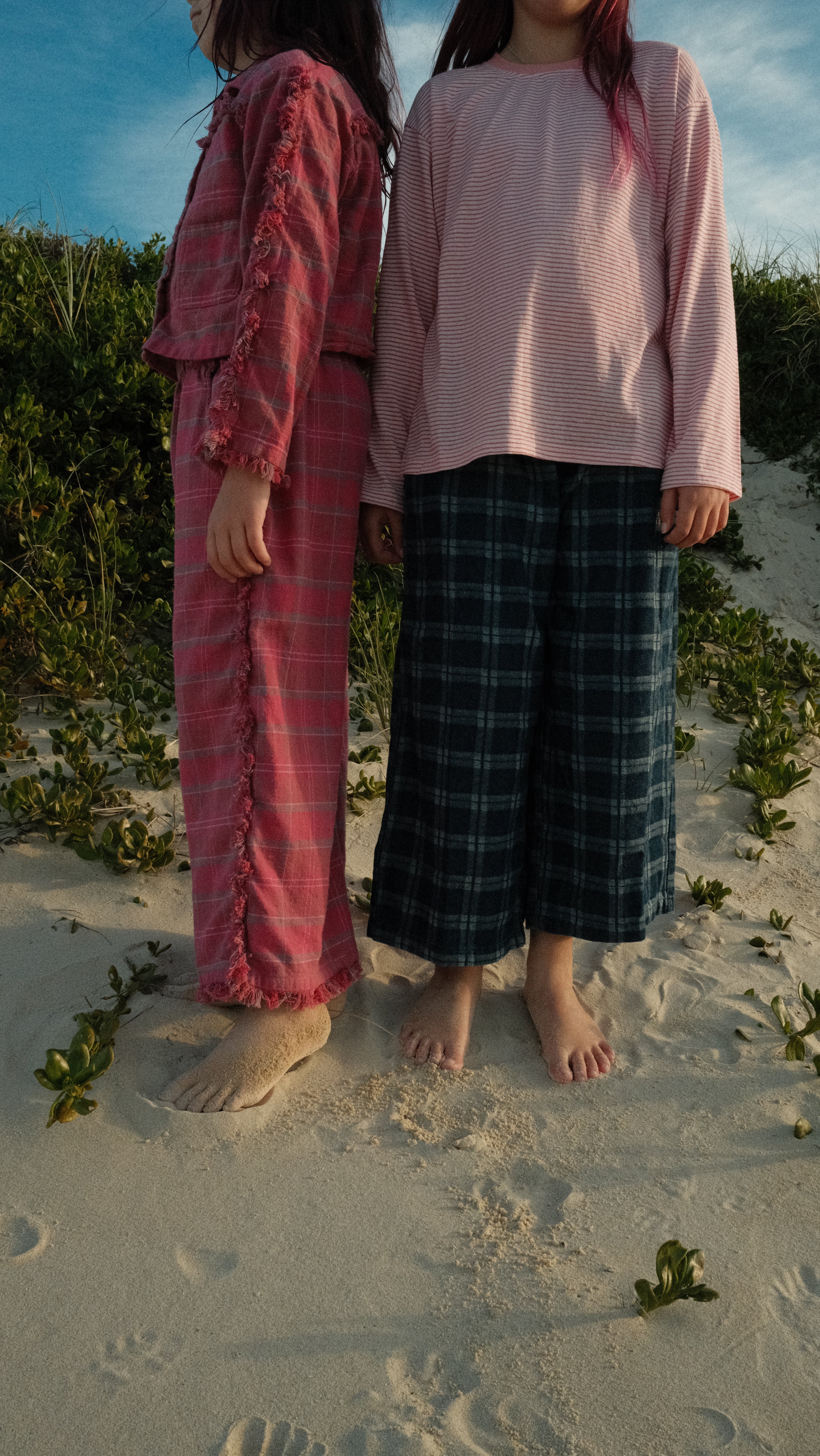Fringe pants - washed pink check - Image 4