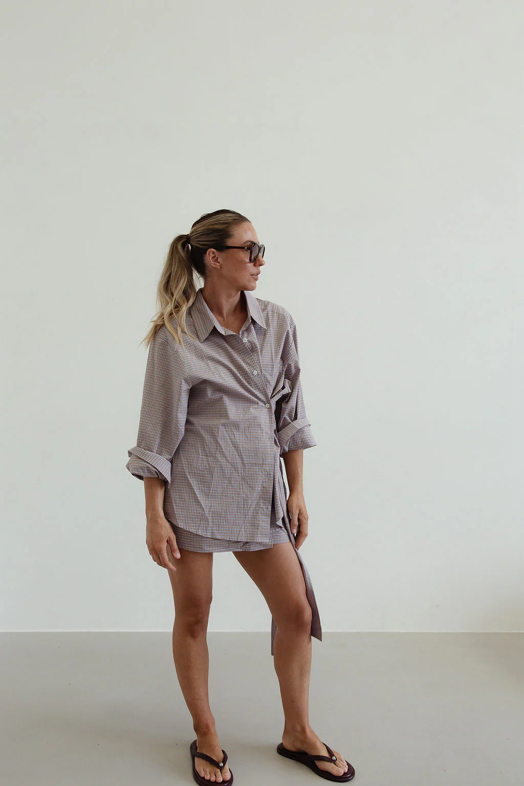 Lola check shirt - blue/brown - Image 4