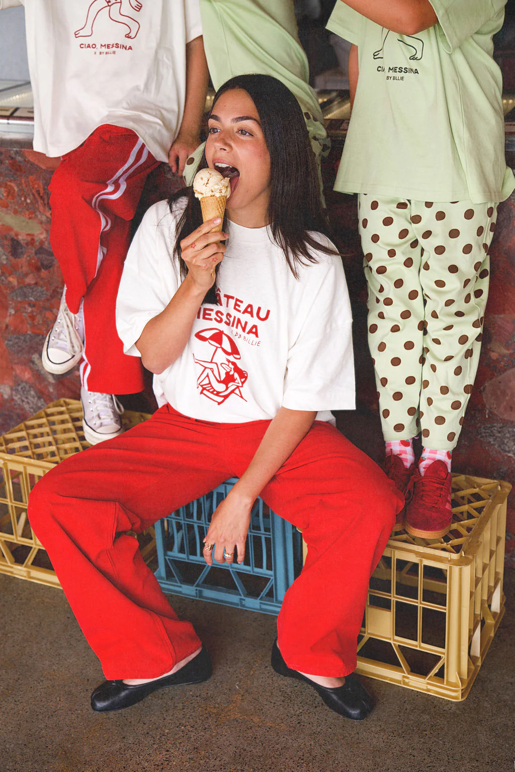 Messina x By Billie hemp/cotton tee - Red/White - Image 2
