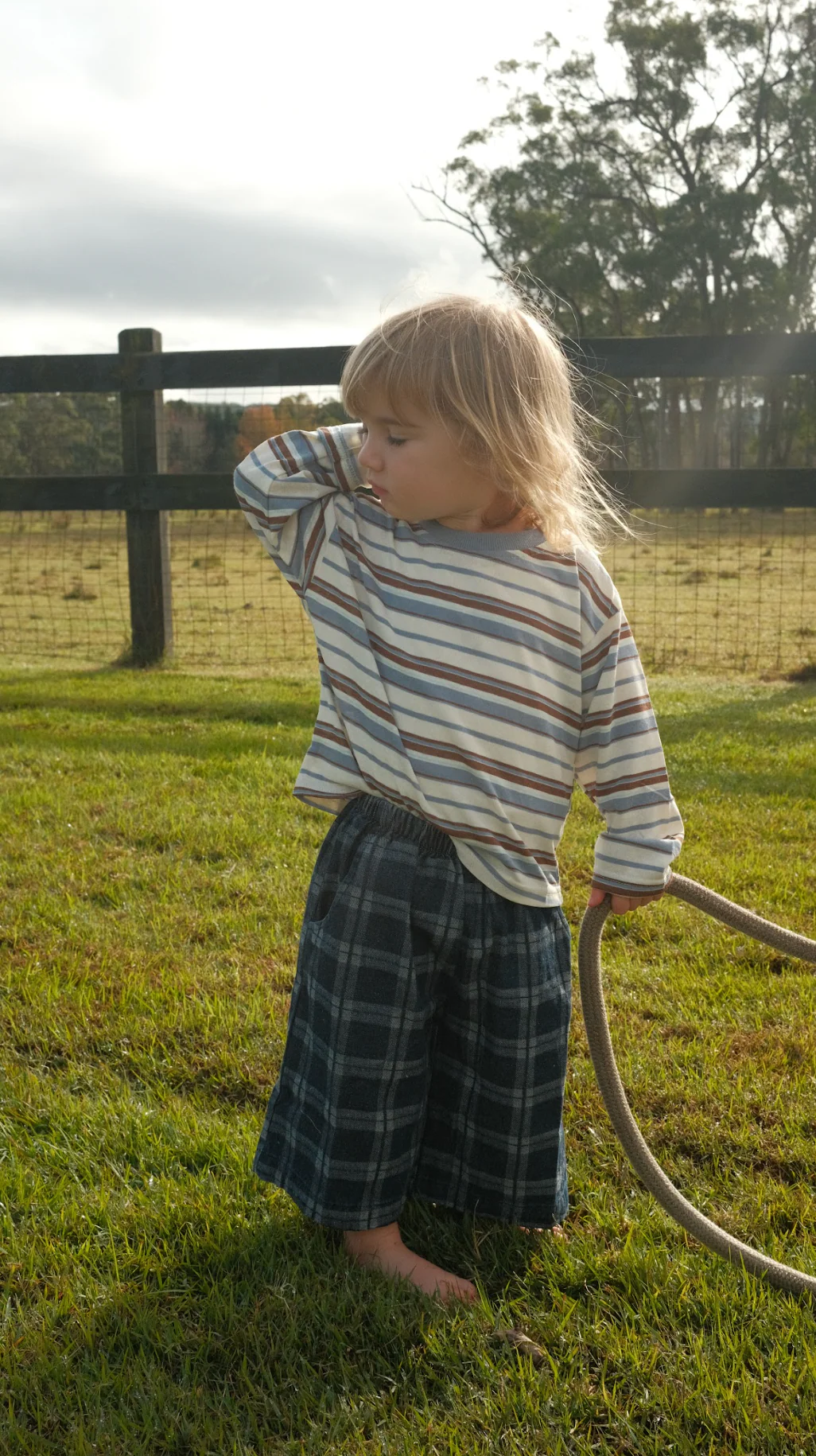 Wide leg pants - denim check - Image 4